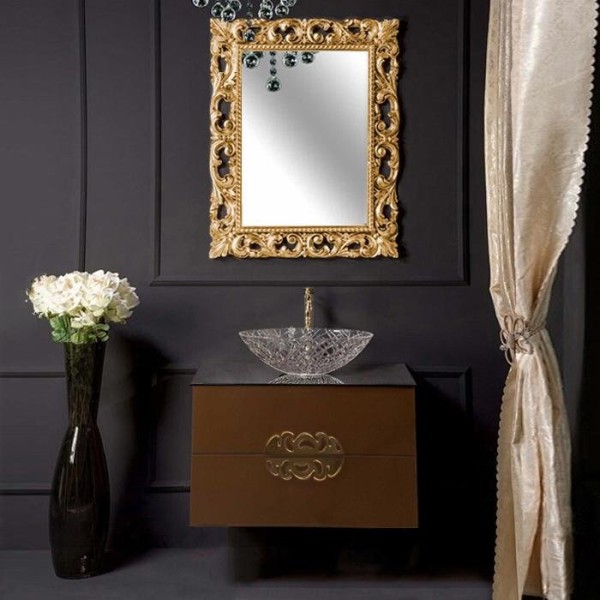 Мебель для ванной комнаты Armadi Art NeoArt 80 шоколад с ручками Ajur золото