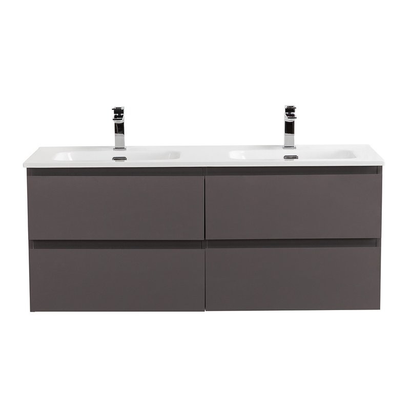 Тумба под раковину без столешницы BelBagno Kraft 120 подвесная, матовая темно-серая, для двоих