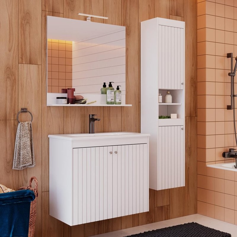 Мебель для ванной комнаты Lemark Romance 80 белая глянцевая