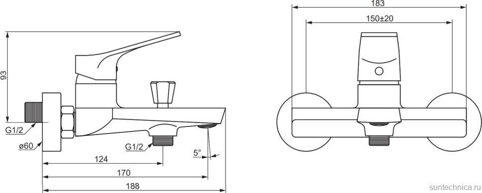 Смеситель для ванны с душем Damixa Urban DX9510000 хром