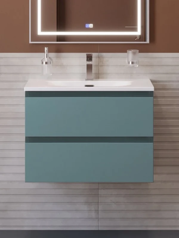 Тумба с раковиной BelBagno Kraft 39 70 подвесная, матовая голубая, раковина bb-8099-3-70
