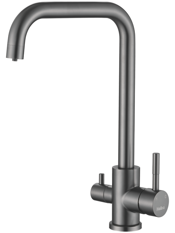 Смеситель для кухни Haiba HB43829-3 оружейная сталь