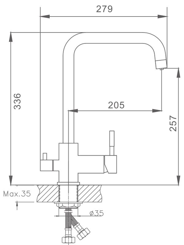 Смеситель для кухни Haiba HB43829-3 оружейная сталь