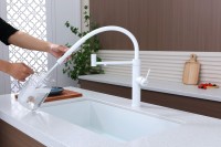 Смеситель для кухни Paulmark Ganymede Ga213199-WH с гибким изливом, белый матовый