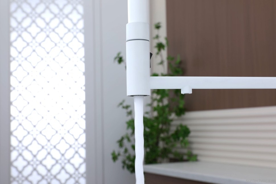 Смеситель для кухни Paulmark Ganymede Ga213199-WH с гибким изливом, белый матовый