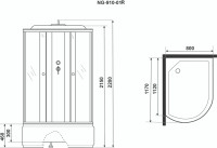 Душевая кабина Niagara NG-910-01R х220 120х80 с высоким поддоном, с сиденьем, без бани