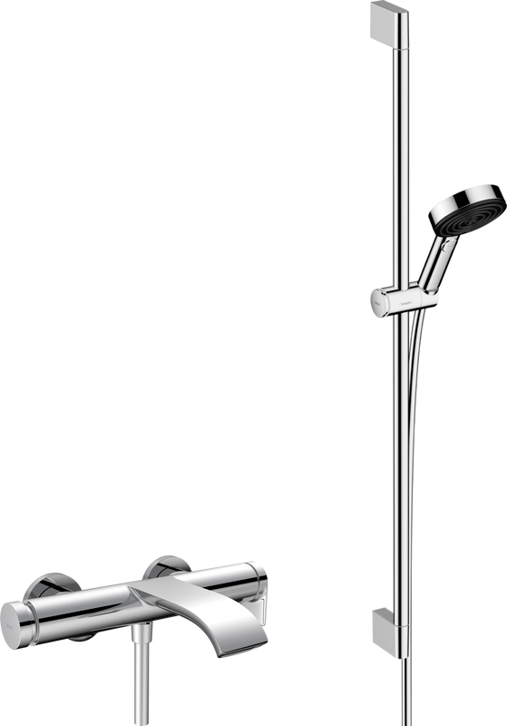 Смеситель для ванны с душем Hansgrohe Vivenis 75420000 + Душевой гарнитур Hansgrohe Pulsify Relaxation 105 3jet 24170000