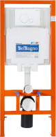 Комплект Унитаз подвесной BelBagno Onda BB066CHR безободковый, крышка BB870SC, инсталляция BB002-80 с кнопкой BB014-SR-BIANCO