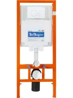 Комплект Унитаз подвесной BelBagno Onda BB066CHR безободковый, крышка BB870SC, инсталляция BB002-80 с кнопкой BB014-SR-BIANCO