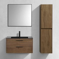 Мебель для ванной комнаты Vincea Chiara 2D 80, 2 ящика, дуб табак, с черной раковиной