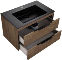 Мебель для ванной комнаты Vincea Chiara 2D 80, 2 ящика, дуб табак, с черной раковиной