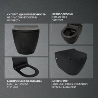 Комплект Унитаз подвесной BOCCHI Venezia 1295-004-0129 черный матовый + Крышка A0336-004 с микролифтом, черная матовая + Крепления Geberit Duofix 111.815.00.1 к стене + Инсталляция UP 320 111.300.00.5 + Кнопка Sigma 01 115.770.DW.5 черная + Крепления 111.