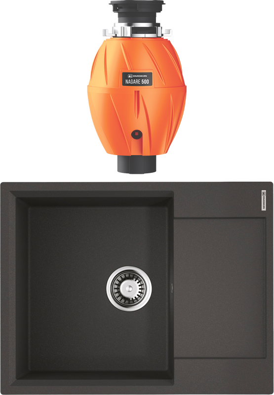 Комплект Мойка Omoikiri Daisen 65T-BL черная + Измельчитель Nagare 500