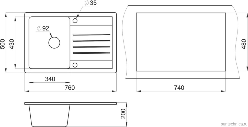 Мойка кухонная Granula Standart 7602, базальт