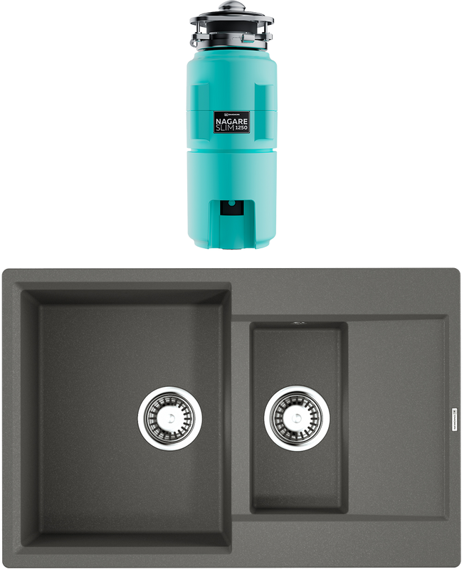 Комплект Мойка Omoikiri Daisen 78-2T-PL платина + Измельчитель Nagare slim 1250-AZ azur blue