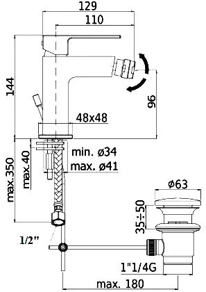 Смеситель для биде Paffoni Elle EL135NO матовый черный