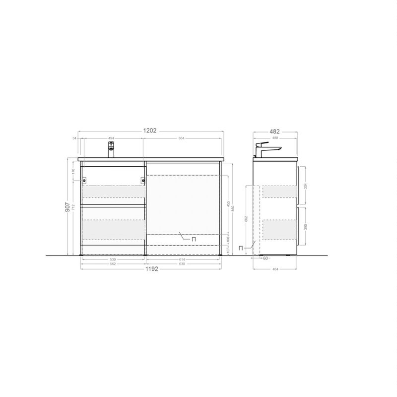 Тумба под раковину без столешницы Alavann Soft Silver 120 под стиральную машину, белая