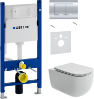 Комплект Унитаз подвесной Ceramicanova Noel + Звукоизоляция Geberit + Инсталляция Duofix Delta 458.163.21.1 с кнопкой смыва, хром