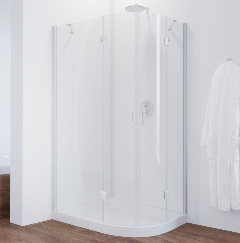 Душевой уголок Vegas Glass AFS-F 100*90 01 01 L профиль белый, стекло прозрачное