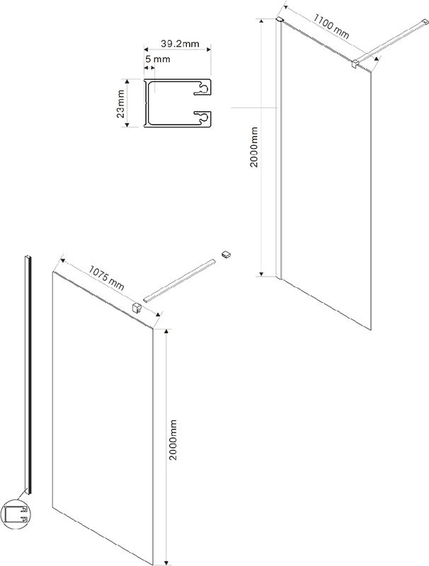 Душевая перегородка Vincea Walk-in VSW-1H110CLGM 110 см, профиль вороненая сталь, стекло прозрачное