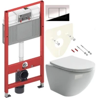 Комплект Унитаз подвесной Ceramicanova Metropol CN4002 безободковый + Инсталляция TECE Now 9400412 4 в 1 с кнопкой смыва