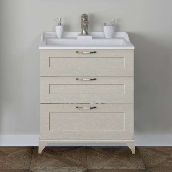 Тумба с раковиной AQUATON Леон 65Н дуб бежевый