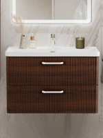 Тумба с раковиной BelBagno Due 80 ручки белые, noce