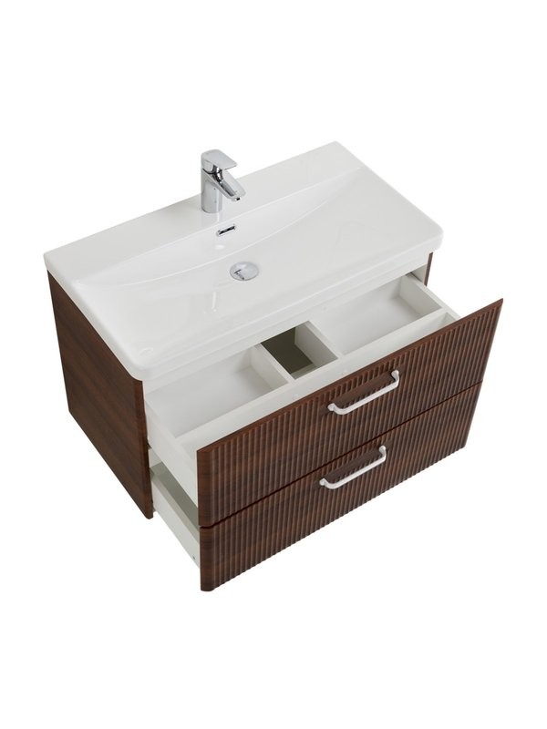 Тумба с раковиной BelBagno Due 80 ручки белые, noce