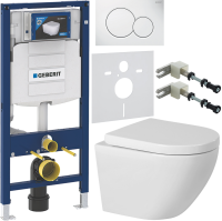 Комплект Унитаз подвесной BelBagno Sfera-r + Крышка Norma BB865SC с микролифтом + Инсталляция Geberit Duofix UP 320 111.300.00.5 + Кнопка Sigma 01 115.770.11.5 белая + Крепления 111.815.00.1 к стене + Звукоизоляция