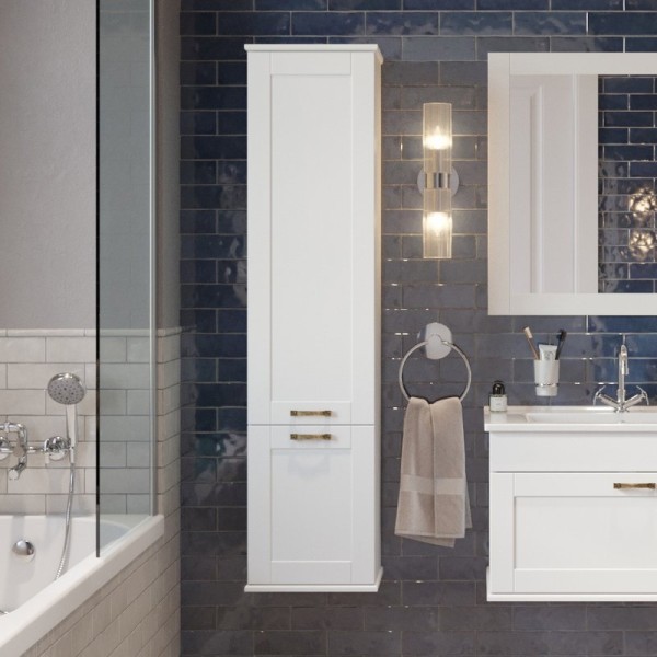 Шкаф пенал для ванной Sanflor Ванесса L, подвесной, белый