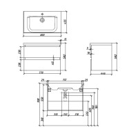 Тумба под раковину без столешницы Caprigo Forte 80 подвесная, океания