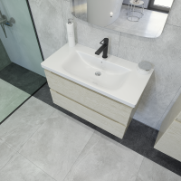 Тумба с раковиной Caprigo Forte 90 подвесная, беленый дуб