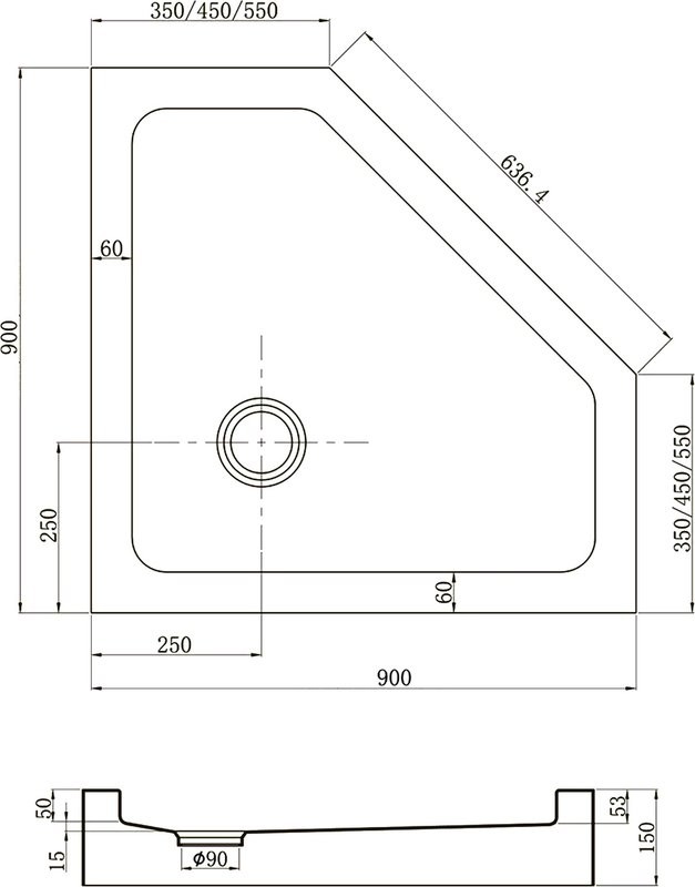Поддон для душа Veconi Tezeo acrylic TZ-53B 90x90, черный (уценка: скол на углу)