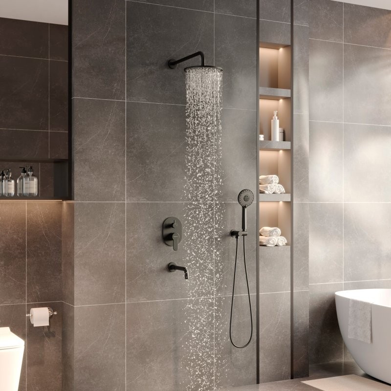 Душевой комплект Berges Nardis 3R 071008 С ВНУТРЕННЕЙ ЧАСТЬЮ, черный матовый