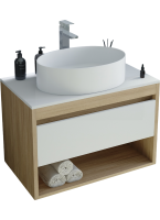 Тумба с раковиной Teymi Ritta 65 дуб эврика, матовая белая, раковина Lori 50