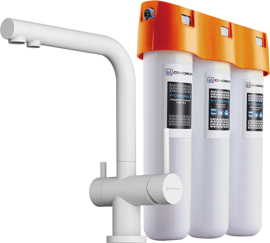 Смеситель для кухни Omoikiri Nagano WH-P с фильтром, белый