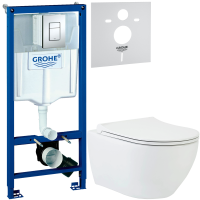 Комплект Унитаз подвесной beWash Bogen 88303601 с сиденьем микролифт, с функцией биде белый + Инсталляция Grohe Rapid SL 38772001 3 в 1 с кнопкой смыва + Звукоизоляция