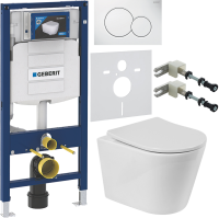 Комплект Унитаз подвесной BelBagno Flay-r + Крышка BB2031SC с микролифтом, петли хром + Инсталляция Geberit Duofix UP 320 111.300.00.5 + Кнопка Sigma 01 115.770.11.5 белая + Крепления 111.815.00.1 к стене + Звукоизоляция
