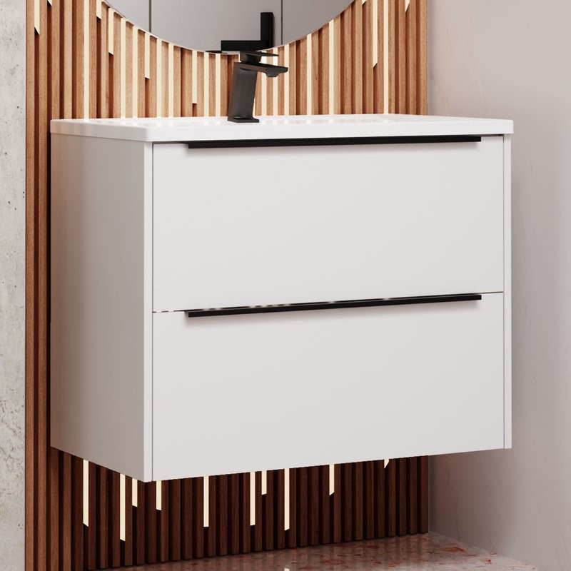 Тумба с раковиной La Fenice Tesoro 100 платиновый белый, раковина-столешница Slim Line 100 см