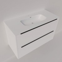 Тумба с раковиной La Fenice Tesoro 100 платиновый белый, раковина-столешница Slim Line 100 см