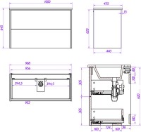 Тумба с раковиной La Fenice Tesoro 100 платиновый белый, раковина-столешница Slim Line 100 см