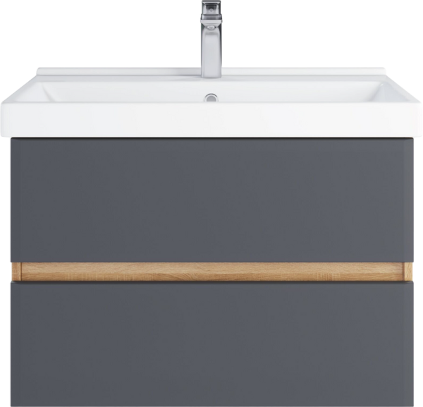 Тумба с раковиной SanStar Инфинити 80 подвесная, дуб сонома светлый, графит софт, раковина Фест