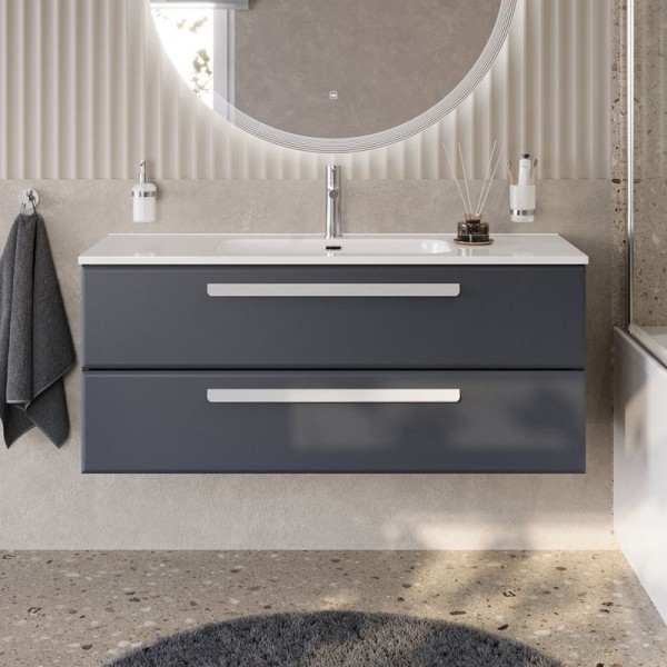 Тумба с раковиной Cezares Eco Cer-N 120 grafito, раковина Duet 120, ручки сатин