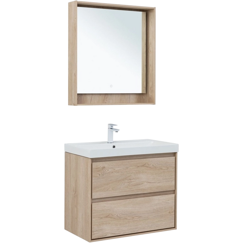 Тумба под раковину без столешницы Aquanet Милан 80 подвесная, дуб светлый