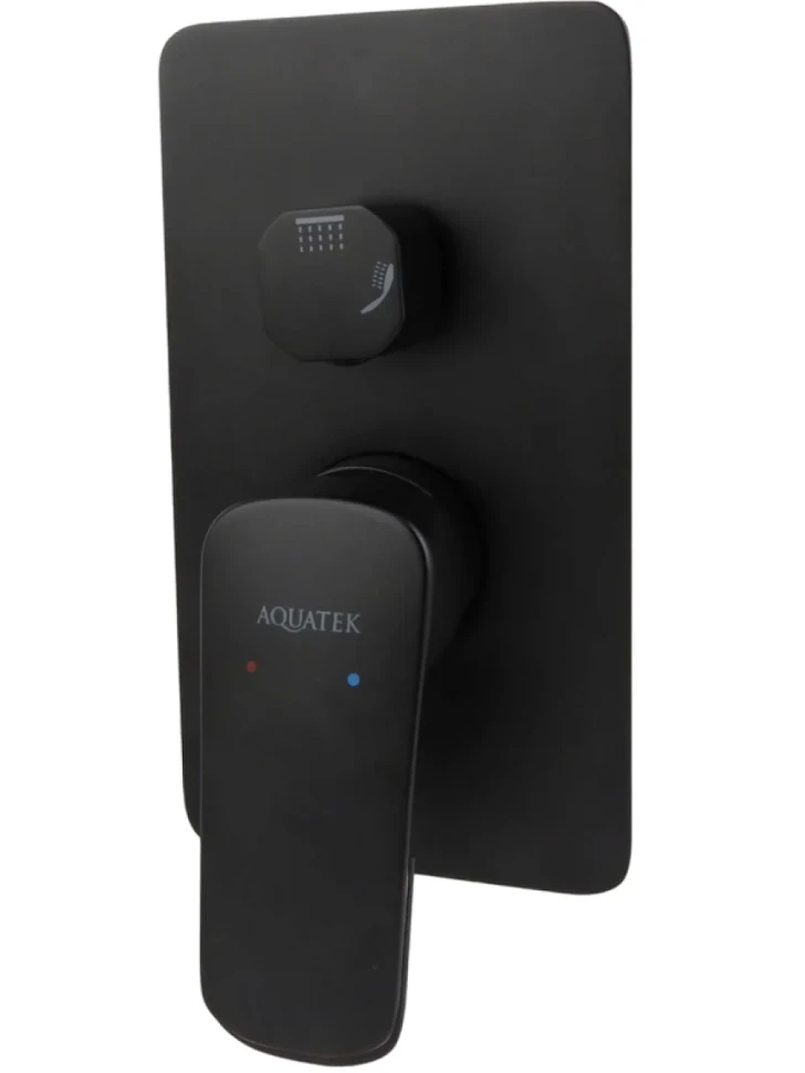 Встраиваемый смеситель для душа и ванны AQUATEK Вега AQ1046MB С ВНУТРЕННЕЙ ЧАСТЬЮ, матовый черный