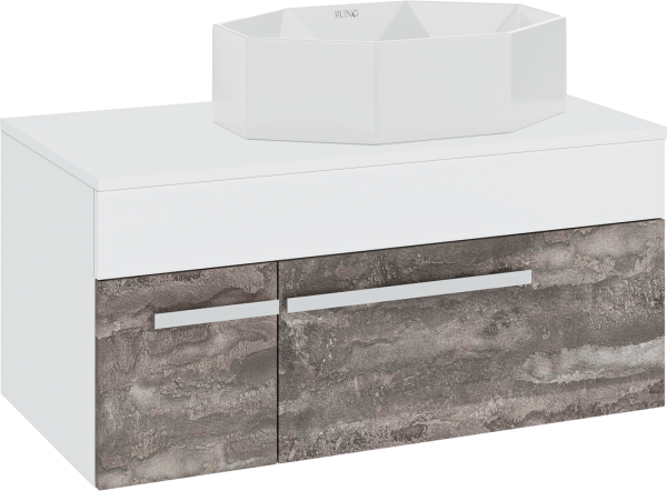 Тумба с раковиной Runo Вудлайн 85 подвесная, железный камень, раковина Cristallo 50