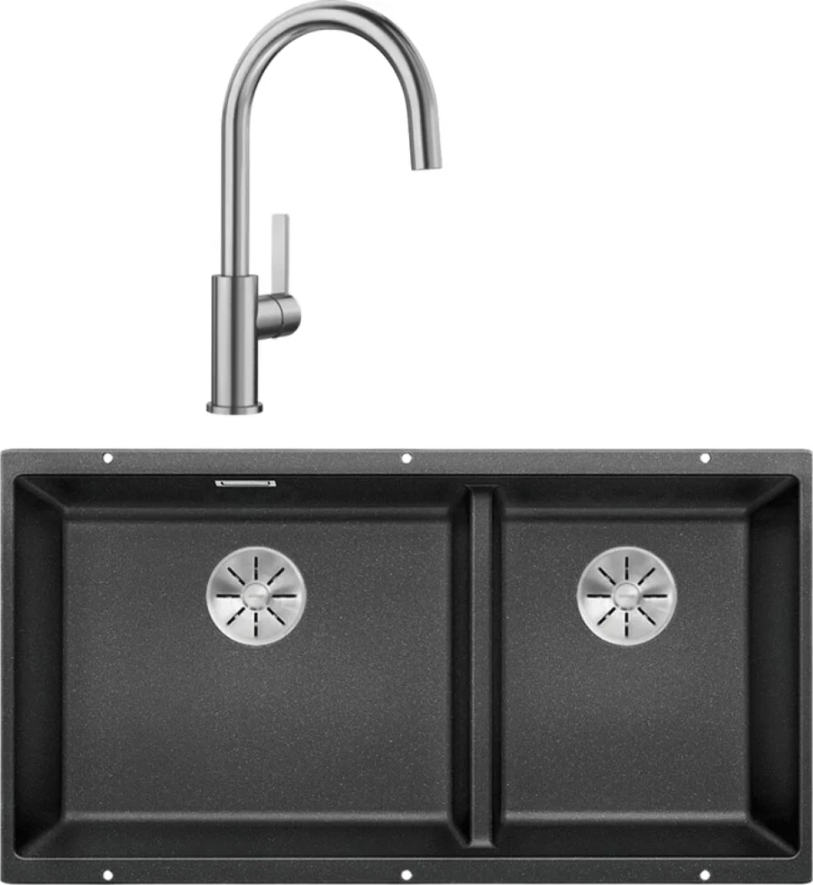 Комплект Мойка Blanco Subline 480/320-U антрацит + Смеситель Candor 523120
