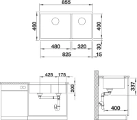 Комплект Мойка Blanco Subline 480/320-U антрацит + Смеситель Candor 523120 Комплект Мойка Blanco Subline 480/320-U антрацит + Смеситель Candor 523120
