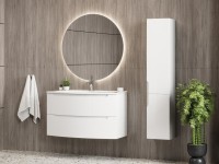 Тумба с раковиной Belux Ганновер 110 подвесная, белая глянцевая, 2 ящика