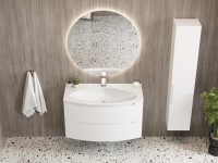 Тумба с раковиной Belux Ганновер 110 подвесная, белая глянцевая, 2 ящика